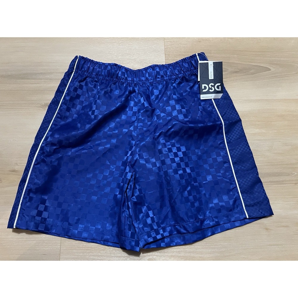 NWT DSG Boys L‎ Woven Soccer Short Team Royal Blue Geometric Regular Size Large